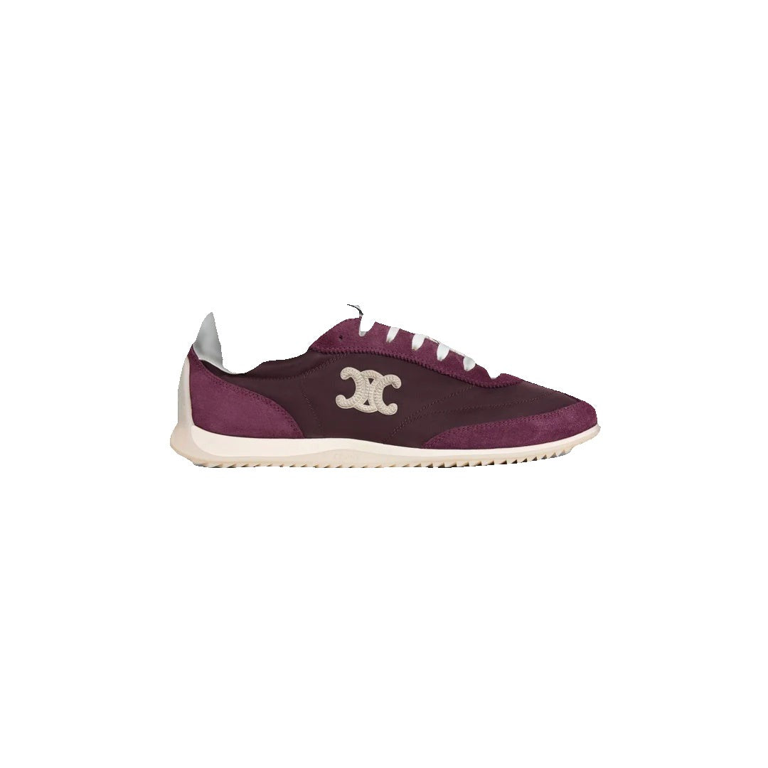 Celine Triomphe Nylon Suede Sneaker - Burgundy
