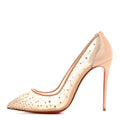 CHRISTIAN LOUBOUTIN SUEDE LAME CRYSTAL STRASS FOLLIES PUMP LIGHT SILK SILVER GLITTER