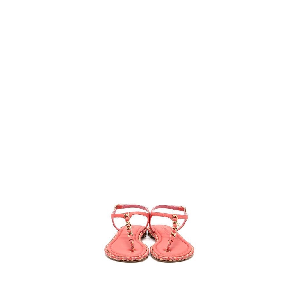 CHANEL LEATHER CHAIN SANDALS PINK/ MULTICOLOUR LGHW