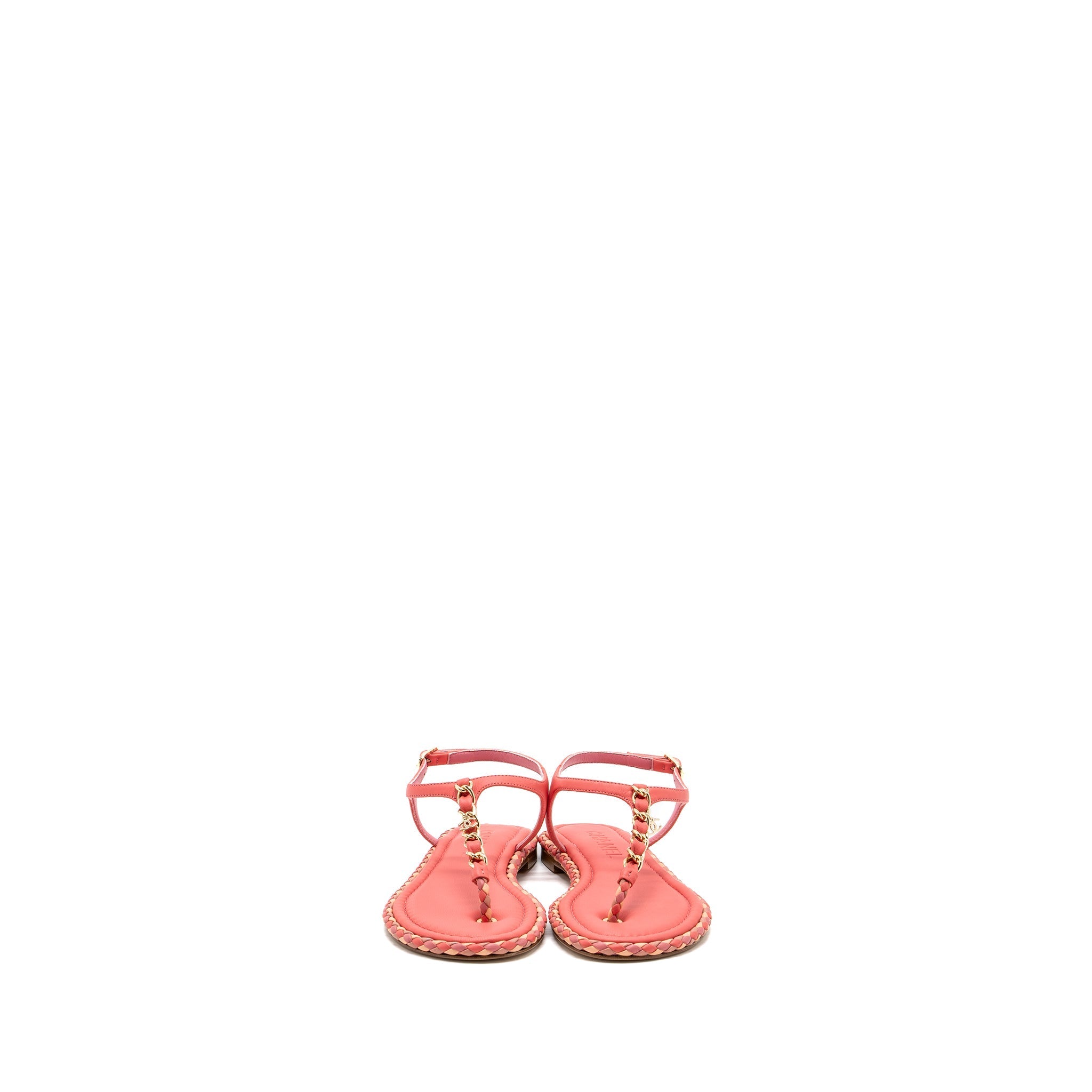 CHANEL LEATHER CHAIN SANDALS PINK/ MULTICOLOUR LGHW