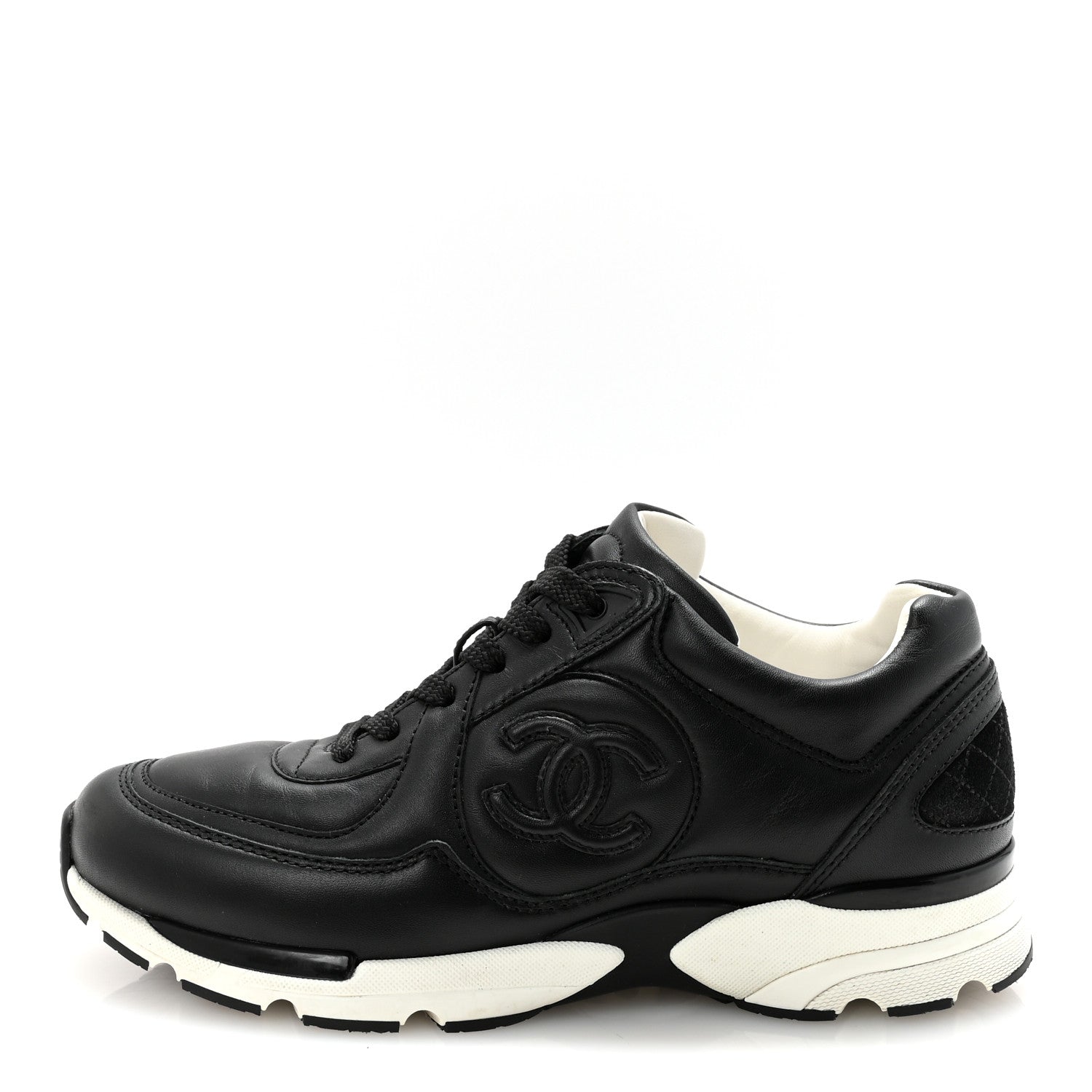 CHANEL TWEED SUEDE CALFSKIN CC SNEAKERS NAVY & BLACK