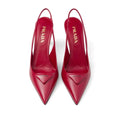 Prada Spazzolato Triangle Logo Slingback Pumps Ananas - Red