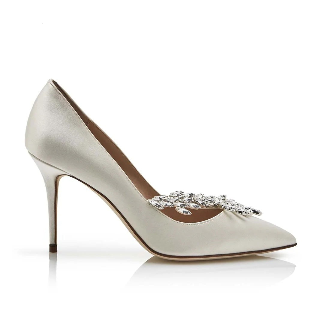 Manolo Blahnik Nadira 90 Jewel Pumps - Ivory/Champagne