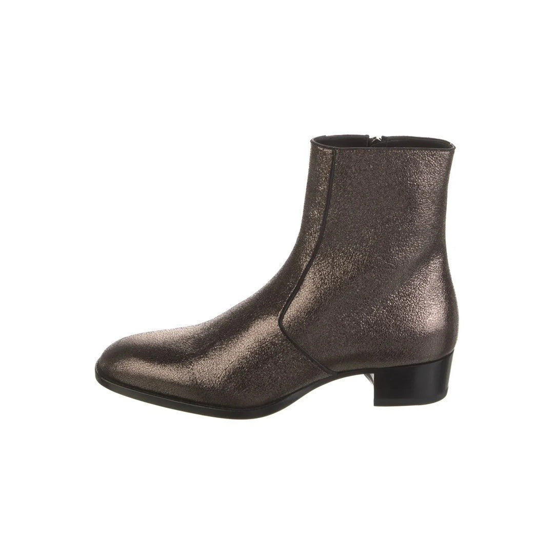 Saint Laurent Hunt 25mm Leather Boots - Metallic Bronze