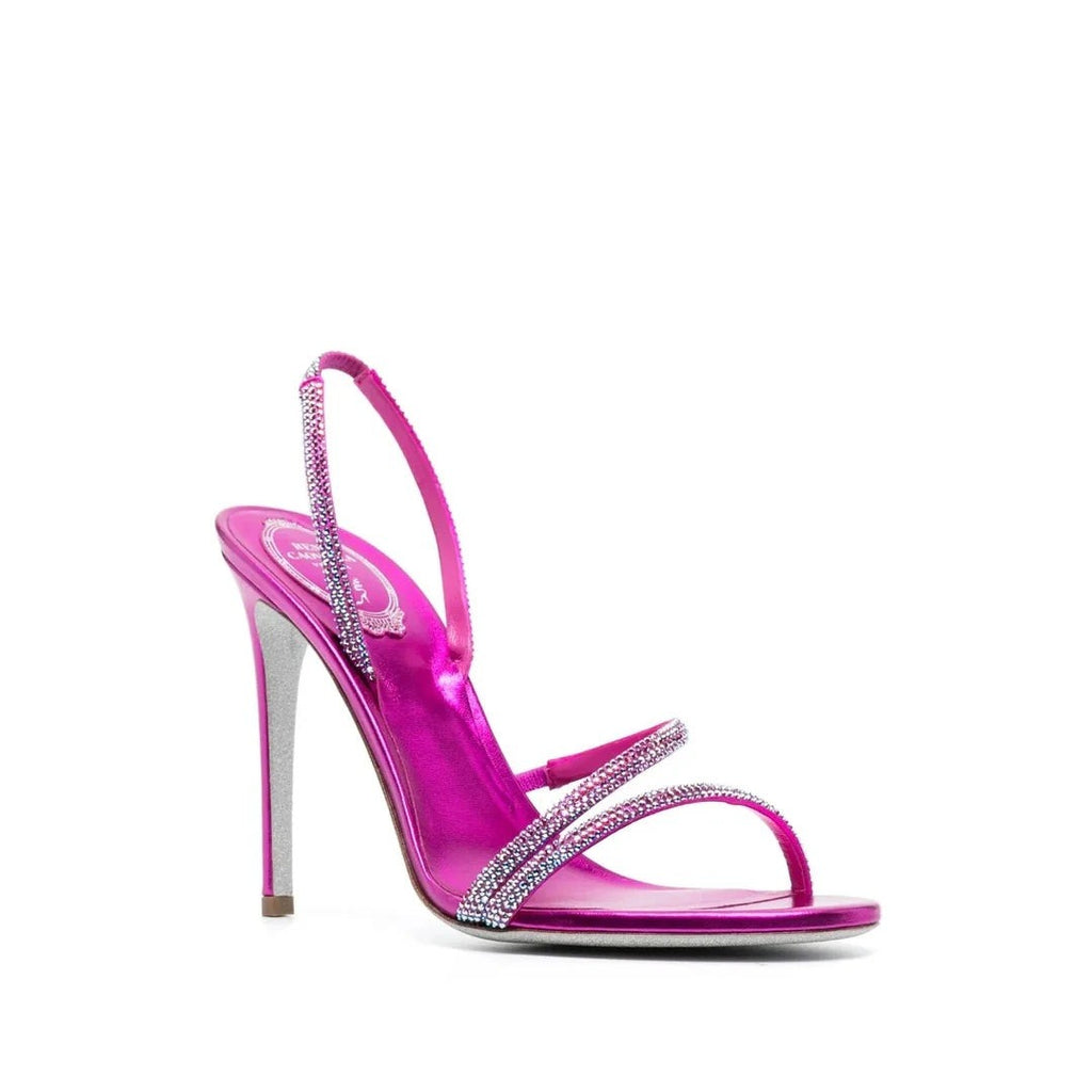 René Caovilla Celebrity Crystal-Embellished PVC Sandal - Pink