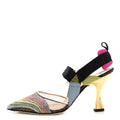 Fendi FF Technical Mesh Colibri Low Heel Ankle Boot Black - Multicolor/Brown