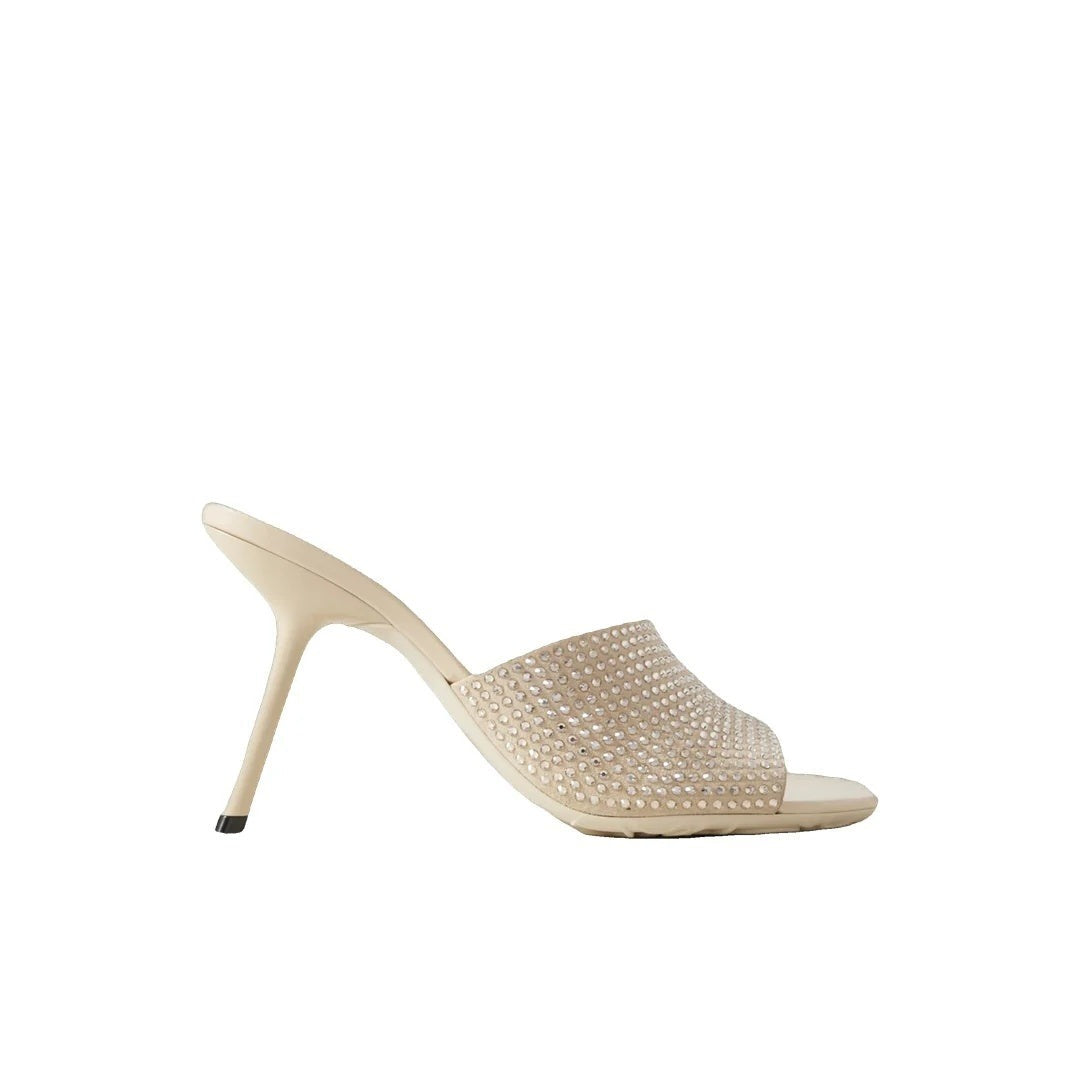 Loewe Suede Petal Anagram Heeled Mules - Cream/Ivory