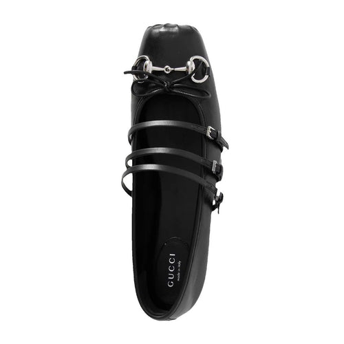 Gucci Horsebit Leather Ballet Flats - Black