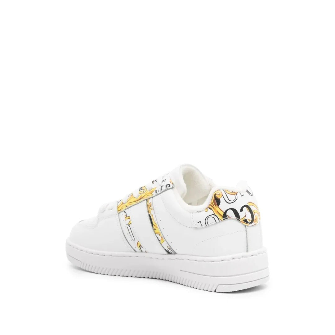 Versace Jeans Couture Leather Meyssa Sneakers - White with gold baroque print