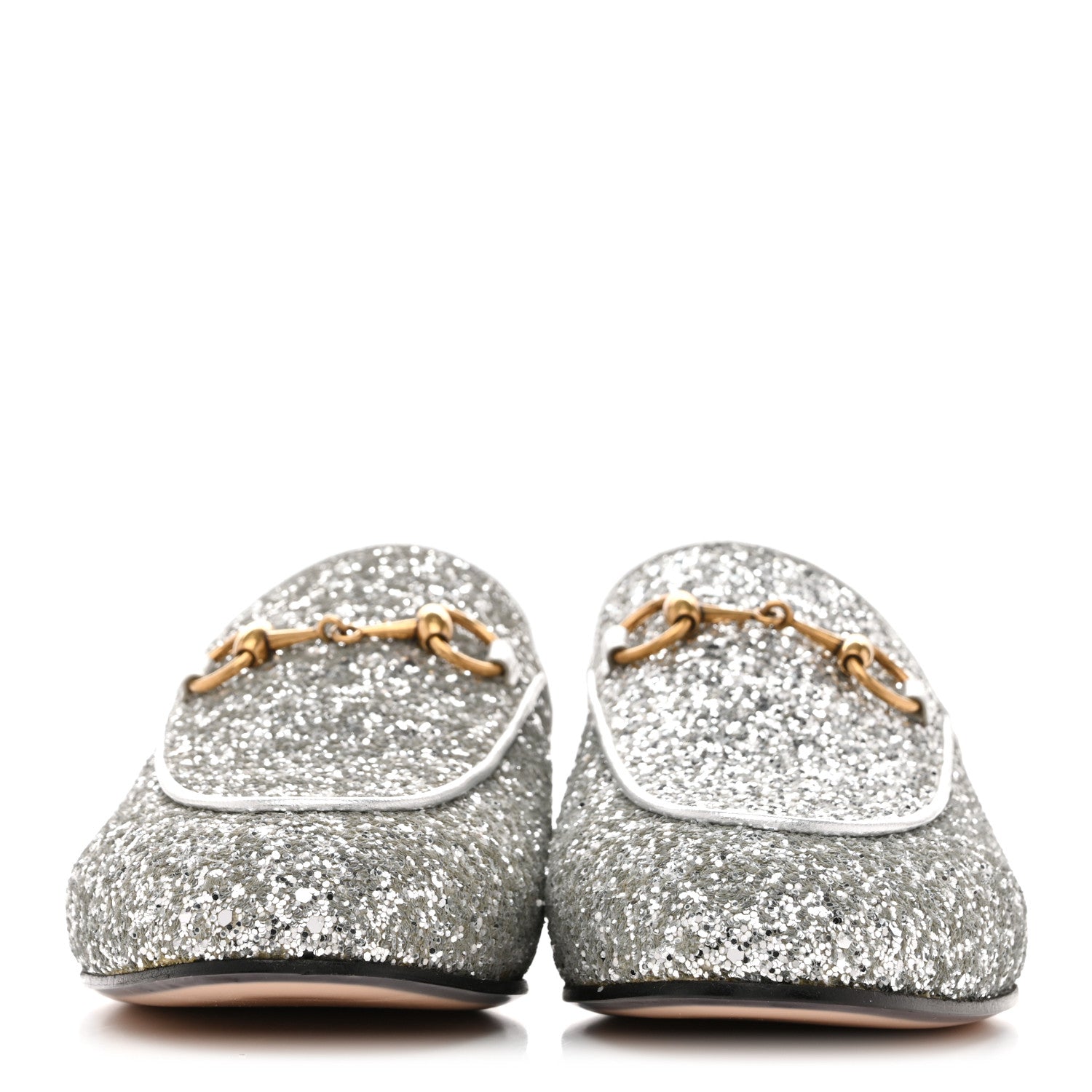 GUCCI GLITTER PRINCETOWN SLIPPERS SILVER