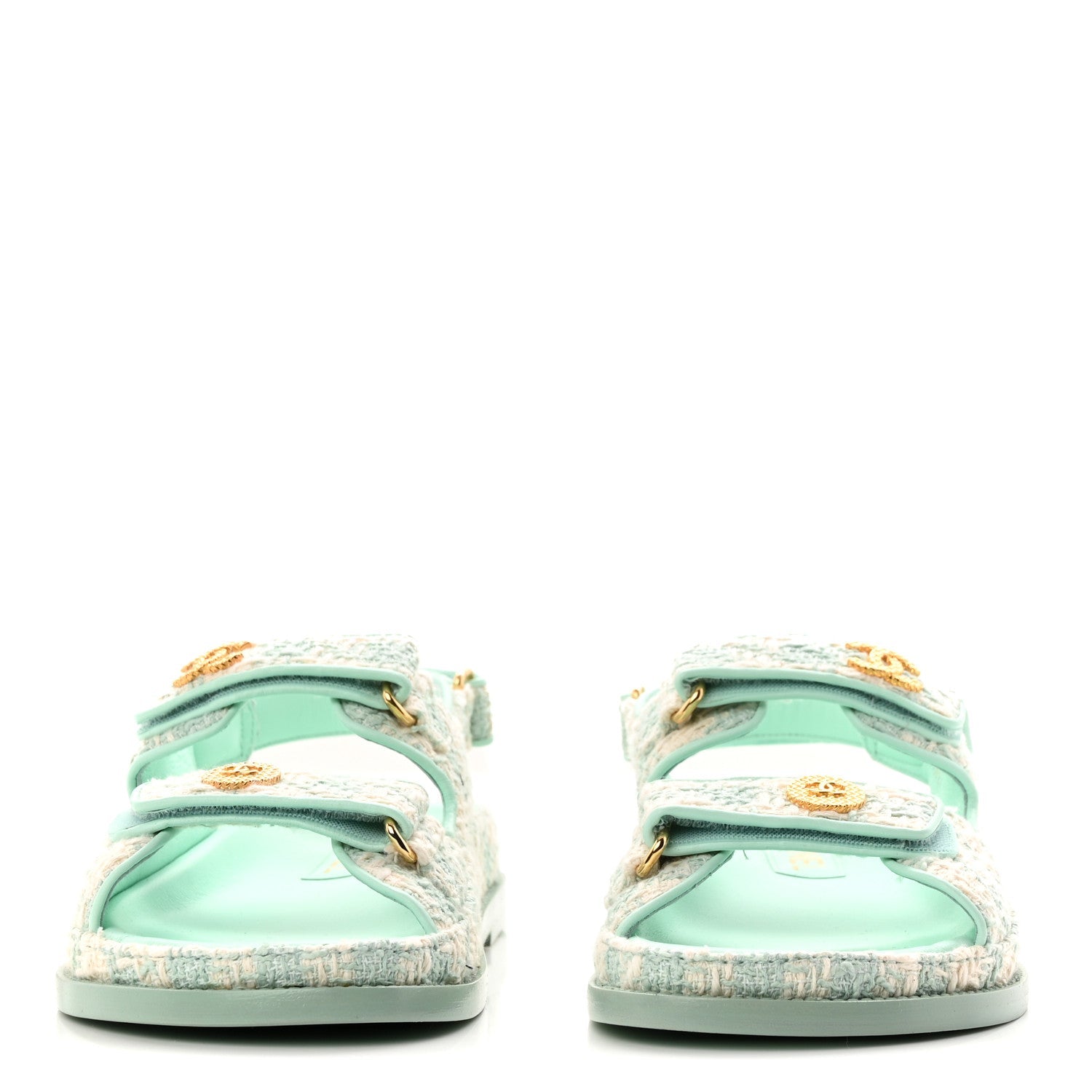 CHANEL TWEED BLUE DAD SANDALS