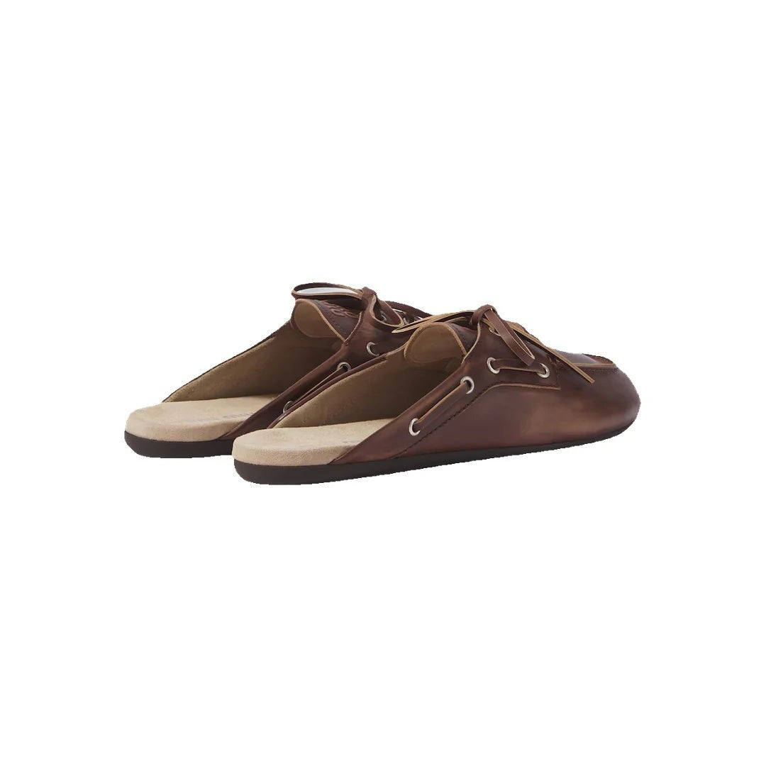 Miu Miu Foule Leather Mules - Dark Brown