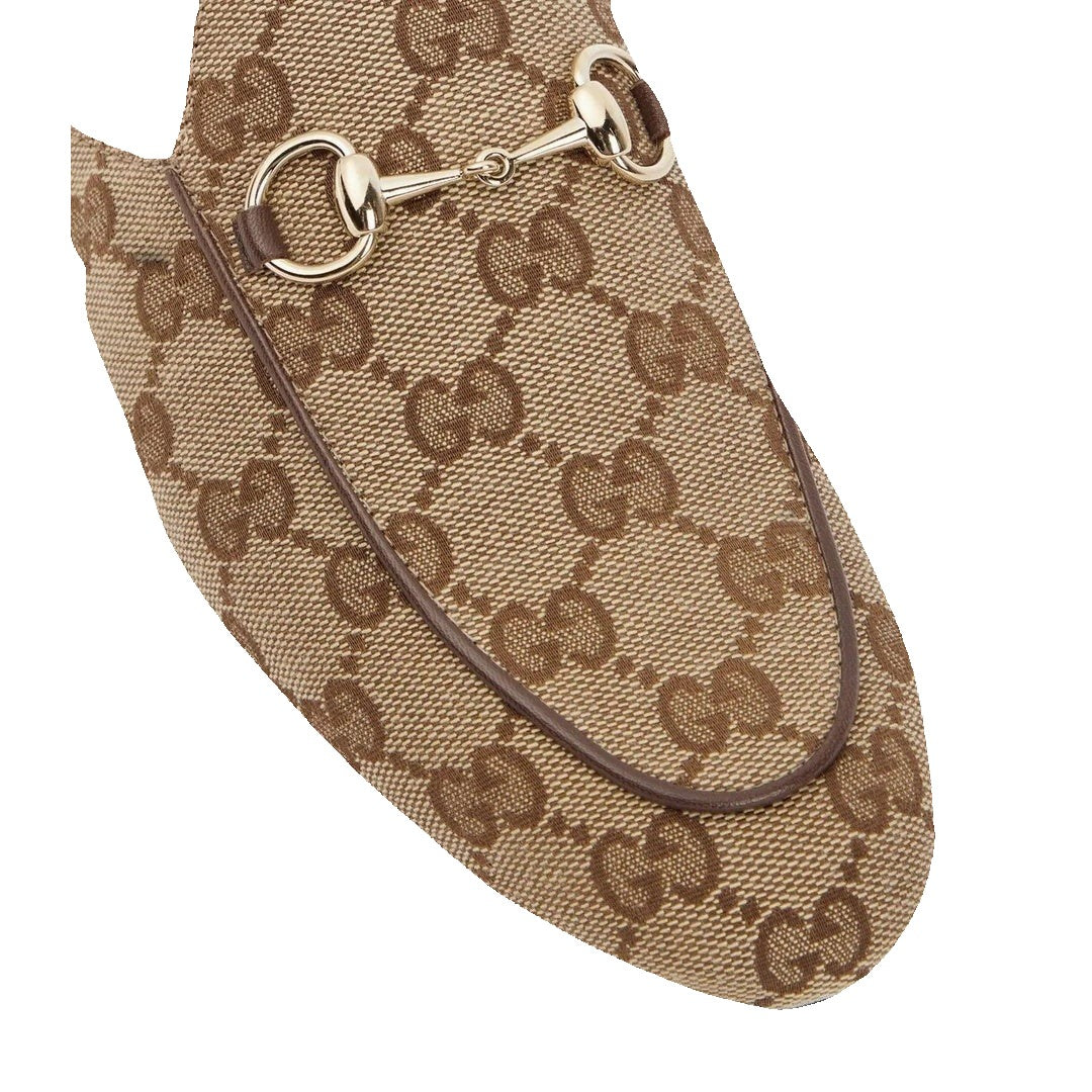 Gucci Princetown Crystal Gg Mesh Mules - Beige/Ebony