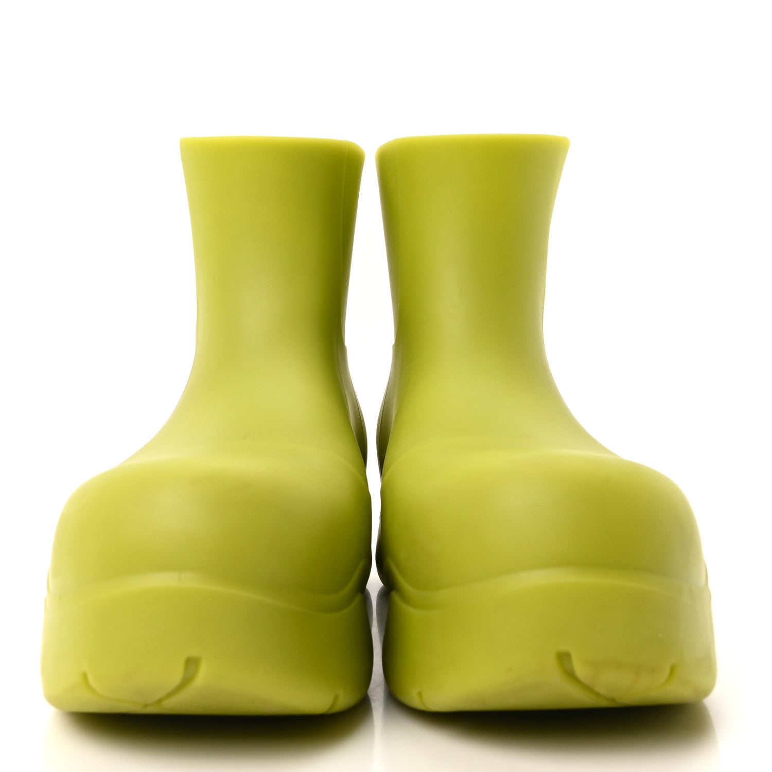 BOTTEGA VENETA PUDDLE RUBBER ANKLE BOOTS KIWI WHITE & TRANSPARENT