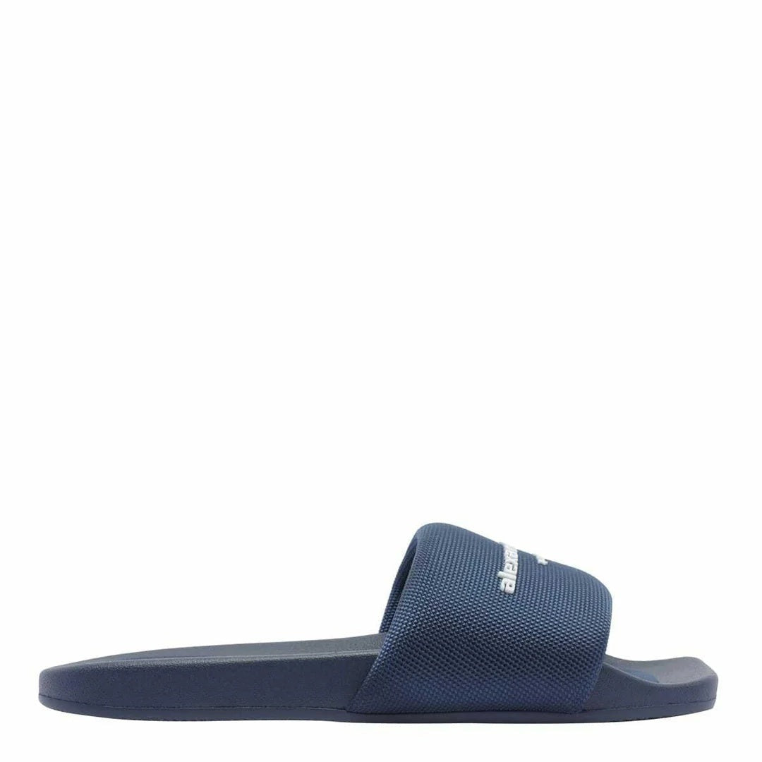 Alexander Wang Logo Print Flat Slide - Navy Blue
