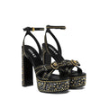 Versace 120mm La Medusa Espadrille Platform Sandals - Black with gold studs