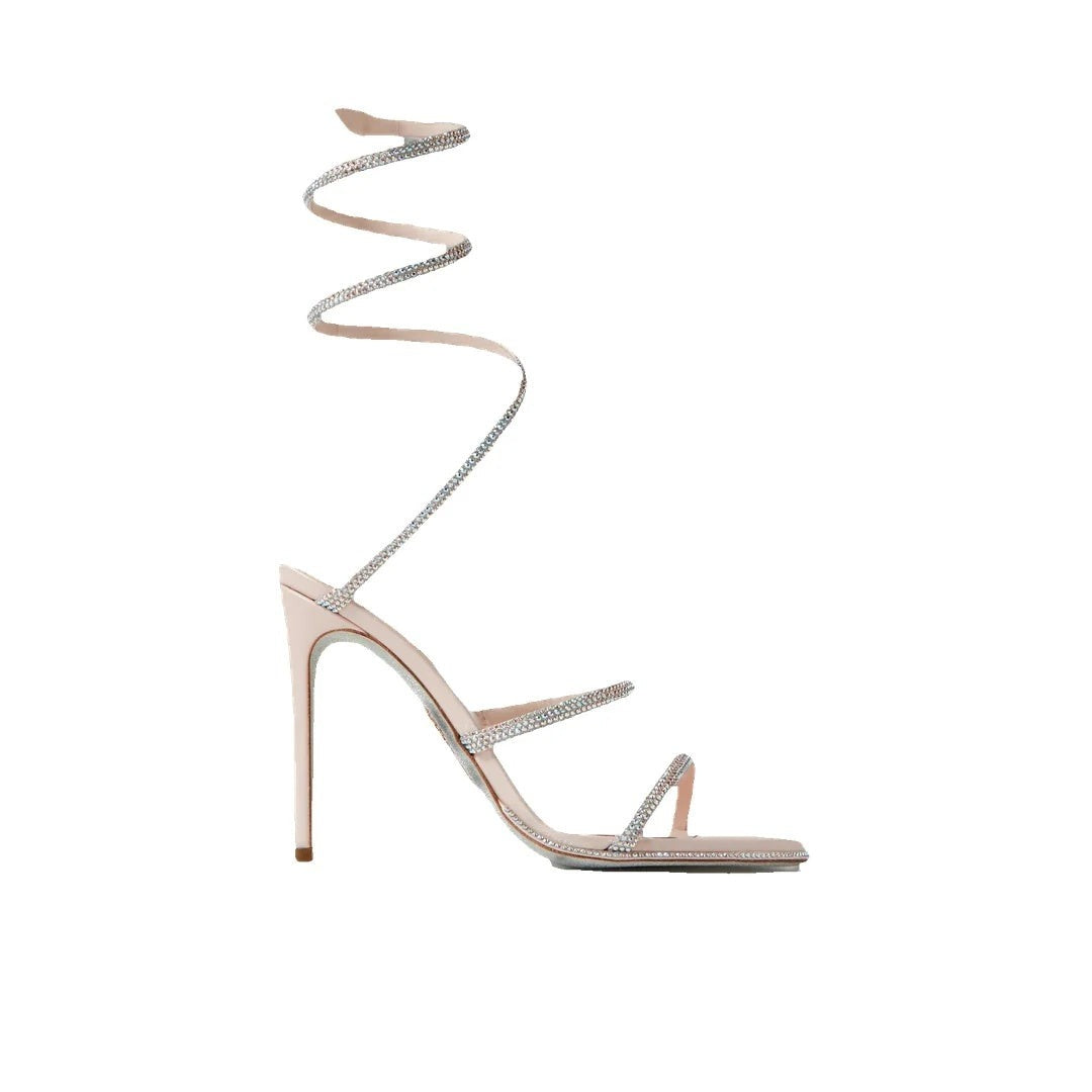 René Caovilla Cleo Rhinestone-Embellished Sandal - Nude/Beige