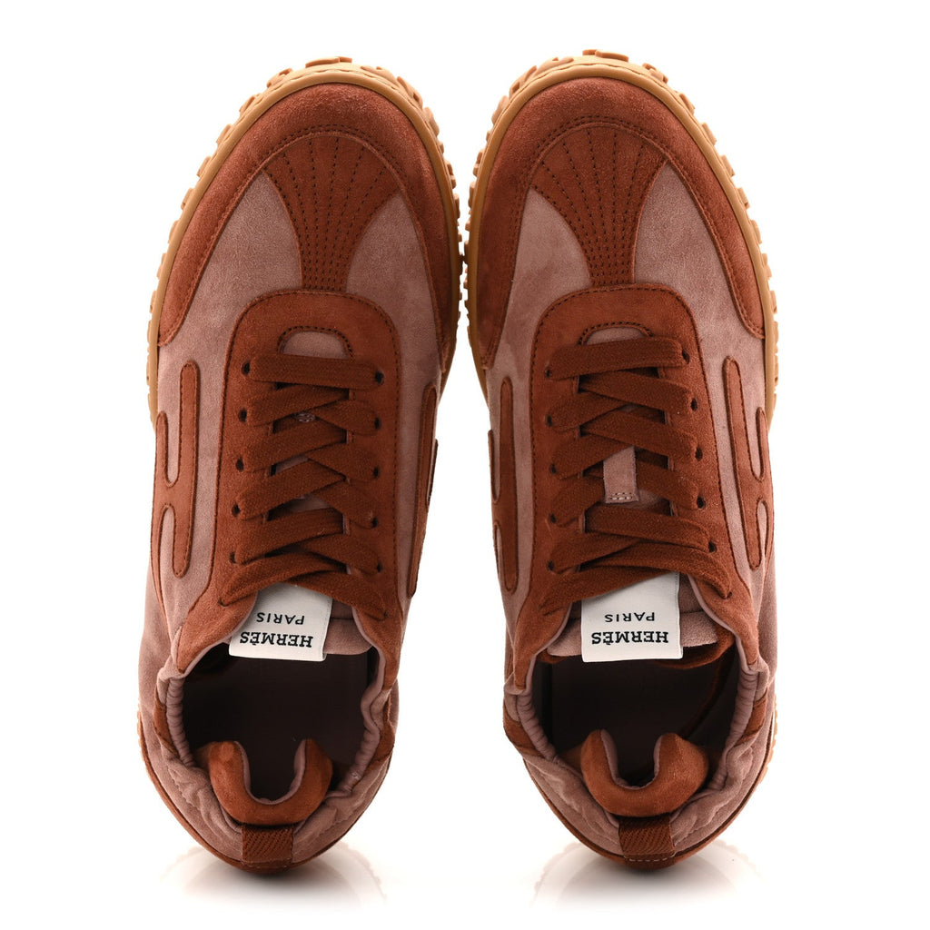 HERMES JET SNEAKER SUEDE ROSE ANTIQUE/ROUGE SEPIA