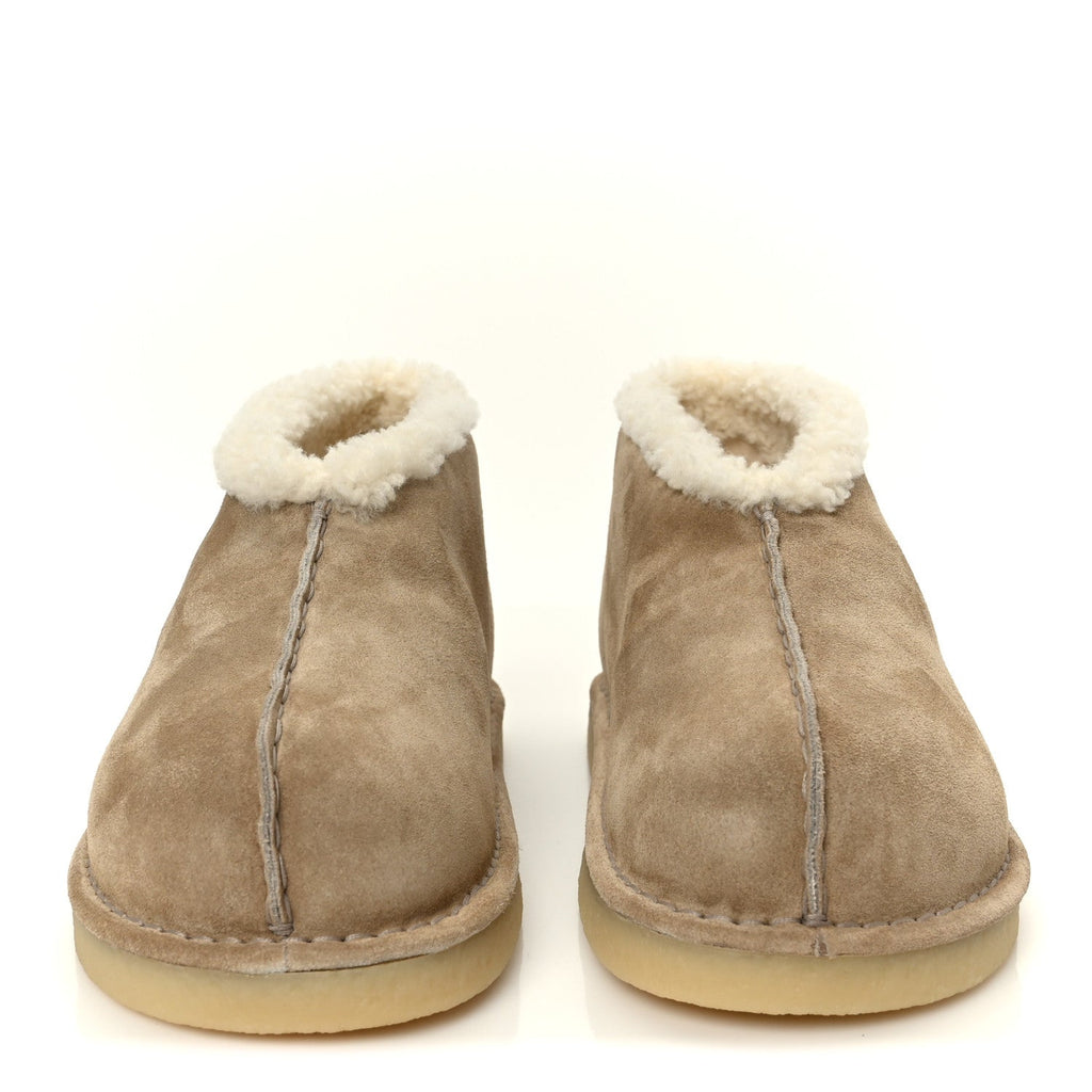 MIU MIU SHEARLING SUEDE ANKLE BOOT DESERTO BLACK