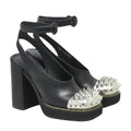 Miu Miu Woven Leather Pumps - Black with Spikes