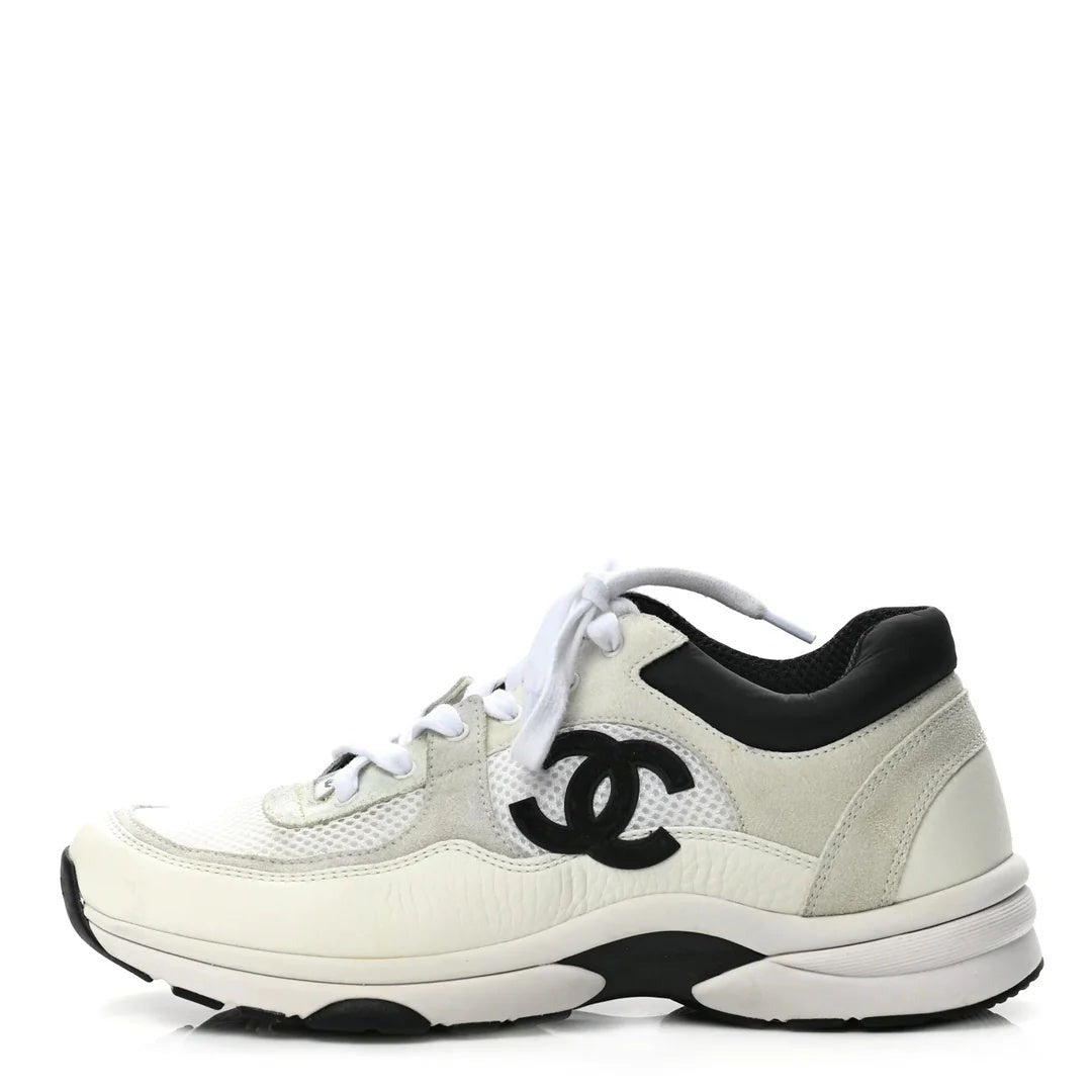 Chanel Calfskin CC Sneaker Brown - White/Grey