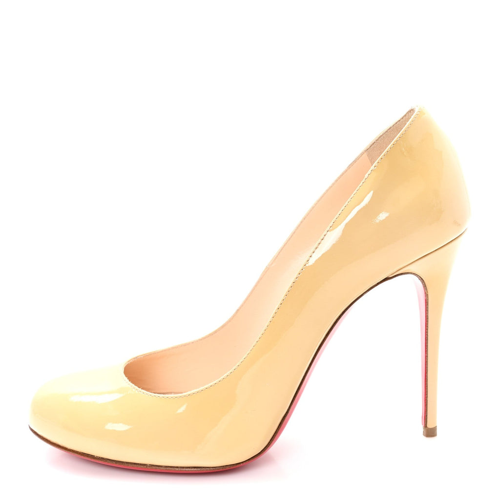 CHRISTIAN LOUBOUTIN PATENT FIFI PUMP NUDE