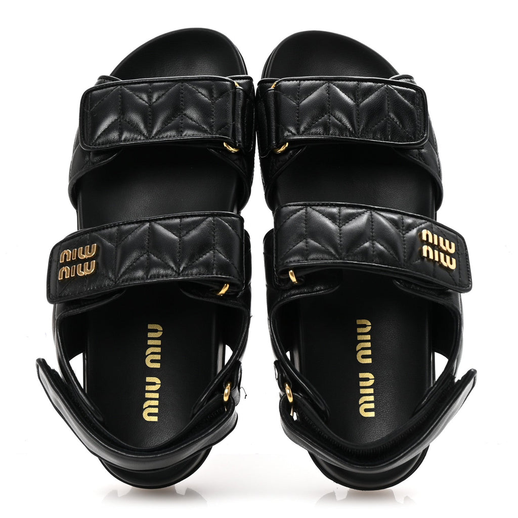 MIU MIU NAPPA MATELASSE SPORTY SANDAL BLACK