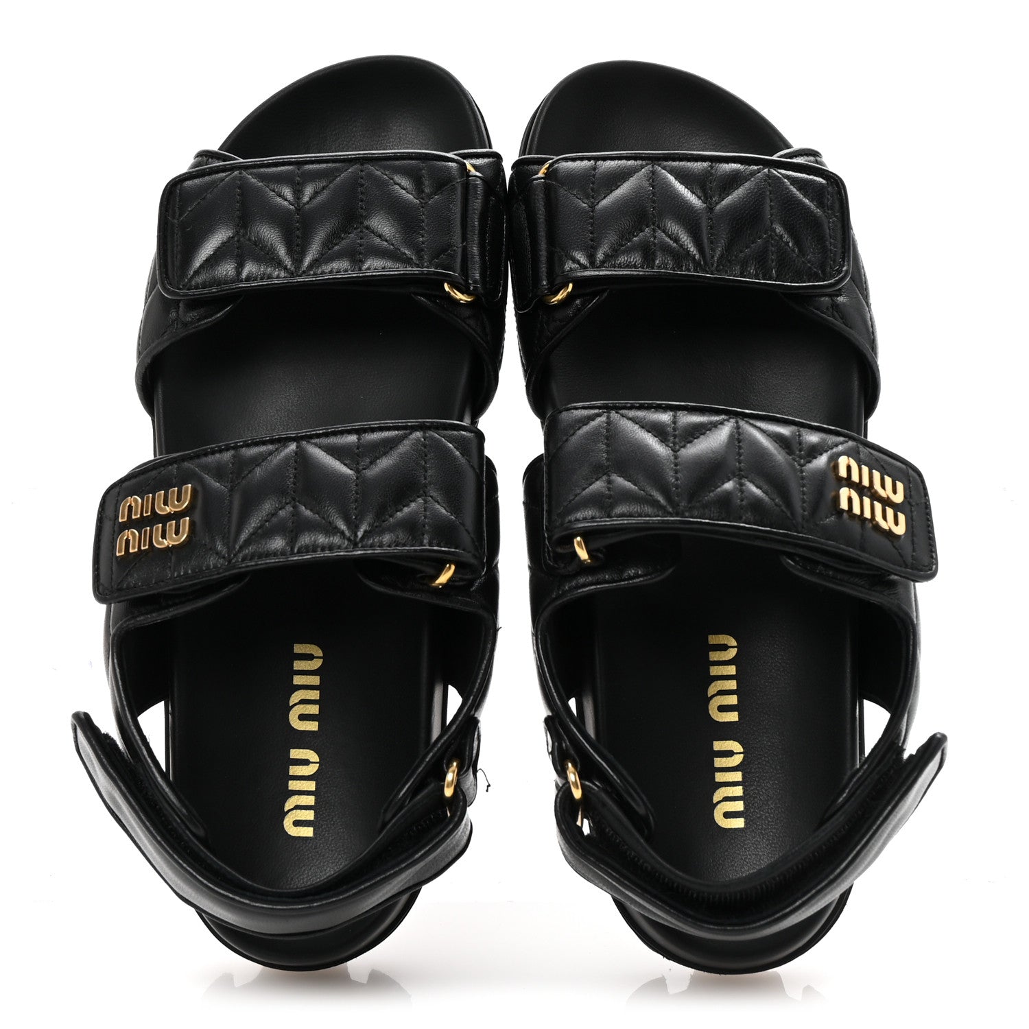 MIU MIU NAPPA MATELASSE SPORTY SANDAL BLACK