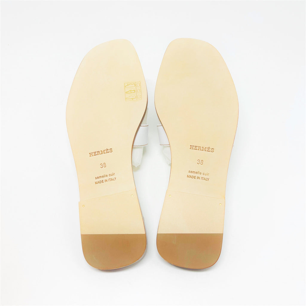 HERMES ORAN SANDAL BLANC BOX LEATHER