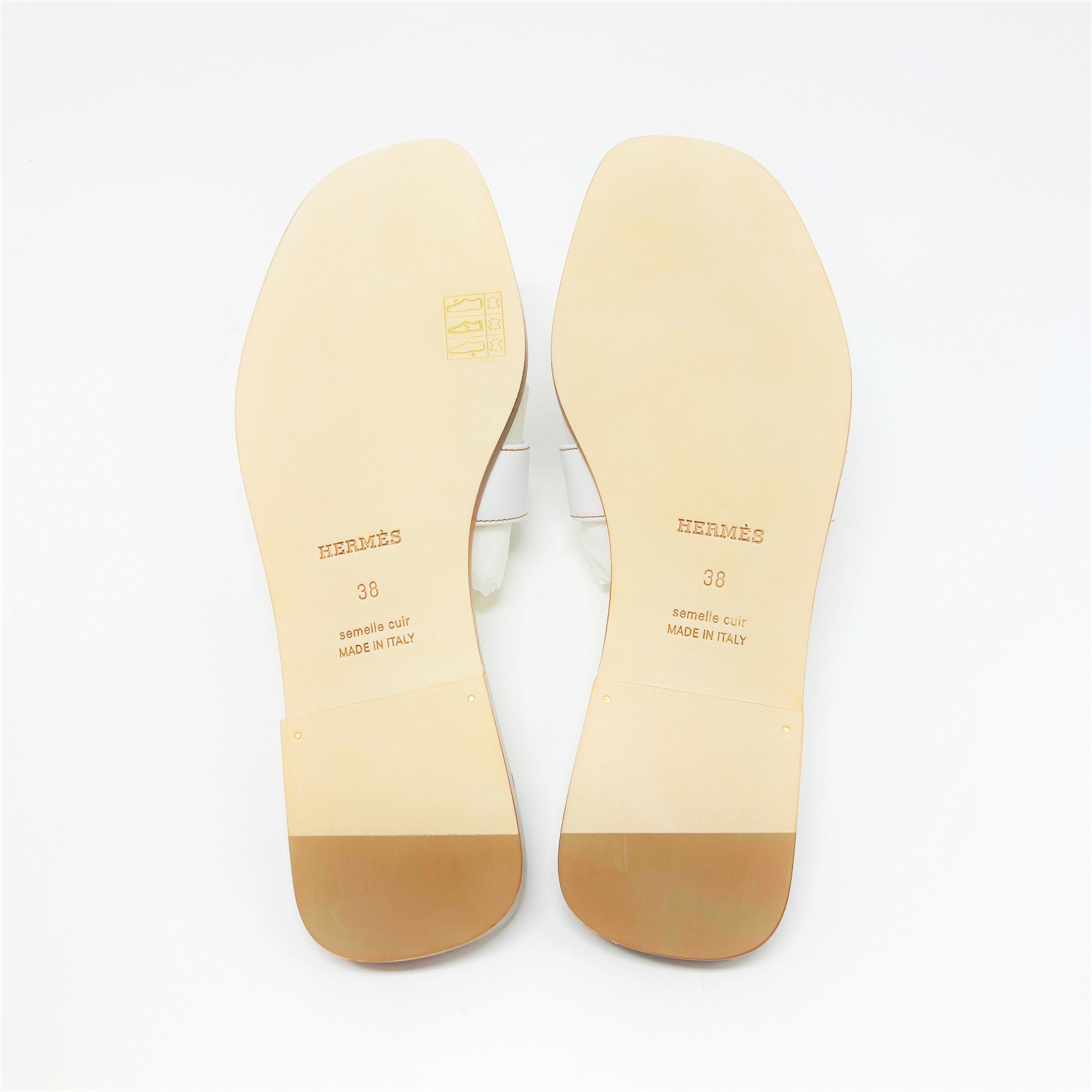 HERMES ORAN SANDAL BLANC BOX LEATHER