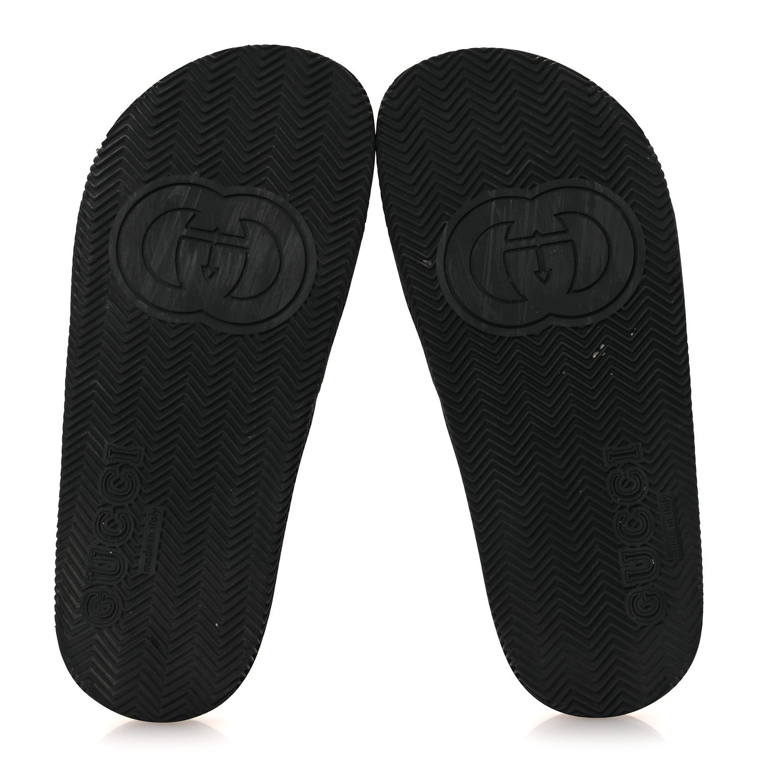 GUCCI RUBBER WEB INTERLOCKING G SLIDE SANDALS BLACK GREEN WHITE