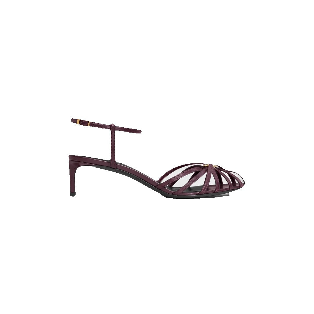 Celine Triomphe Leather Sandal - Burgundy
