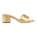 Gucci Slide Sandal with Double G, Leather - Gold