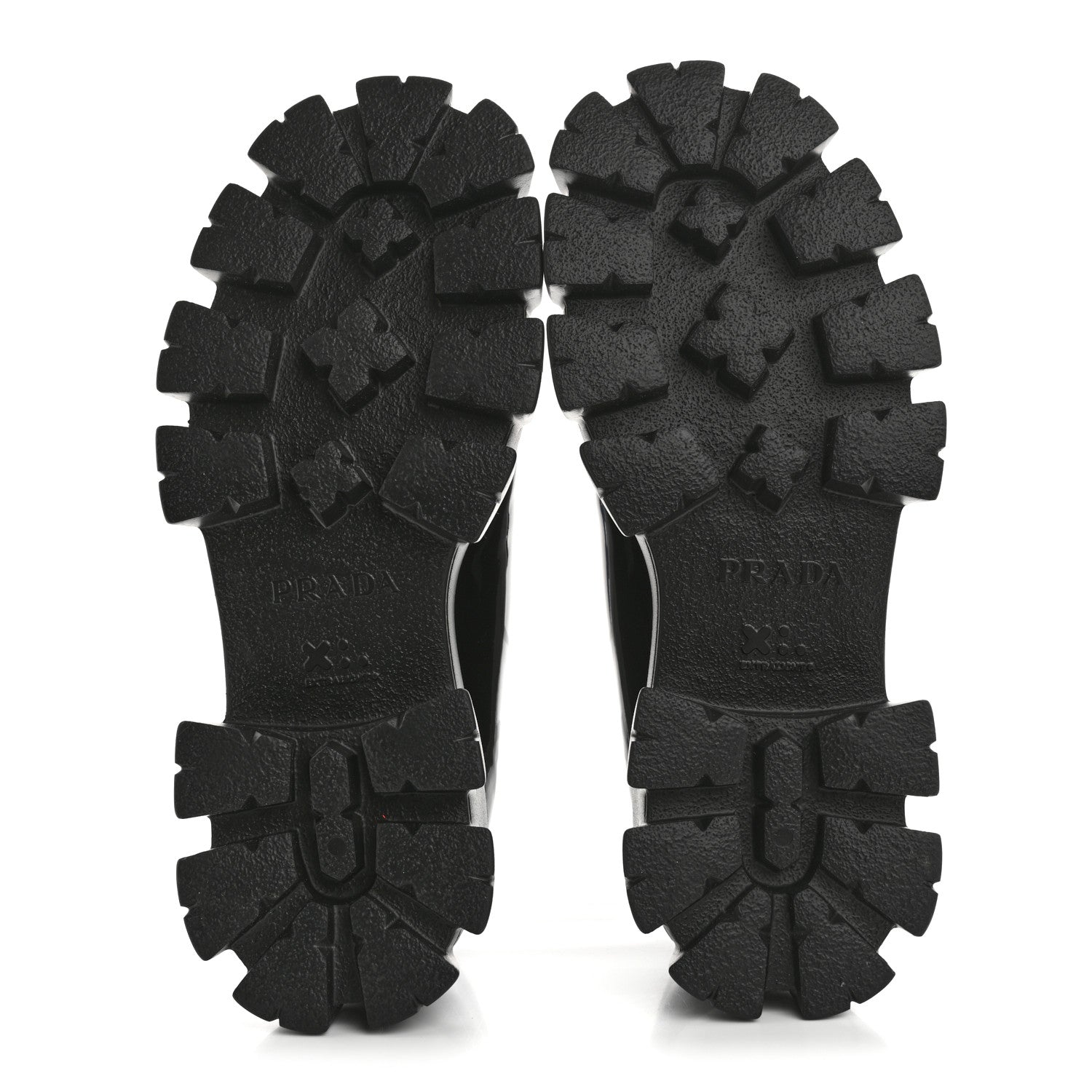 PRADA MONOLITH DERBY LOAFERS BLACK PATENT BLACK