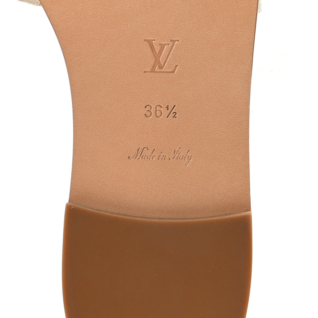 LOUIS VUITTON MONOGLAM LOCK IT FLAT MULE GOLD