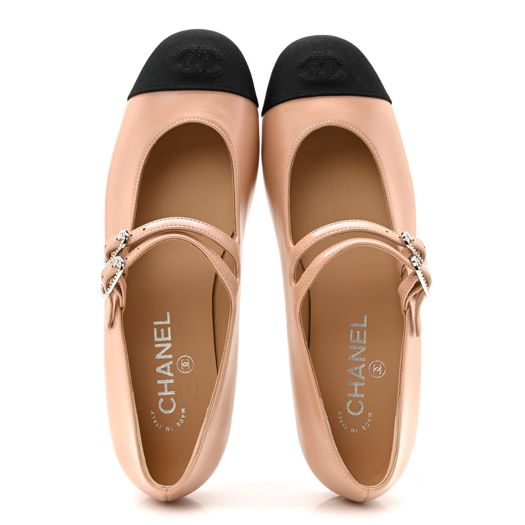 CHANEL FLATS LAMBSKIN BLACK