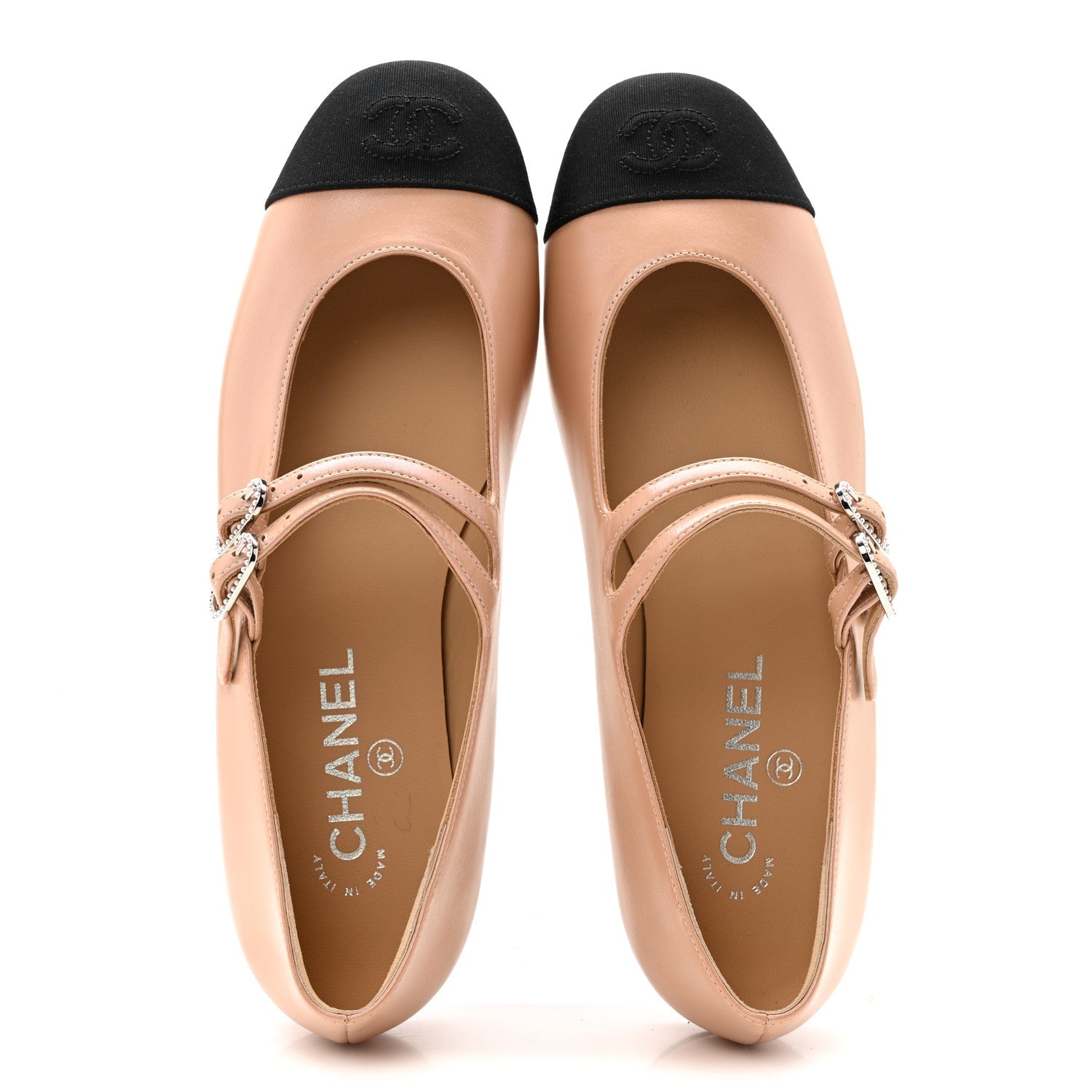 CHANEL FLATS LAMBSKIN BLACK