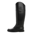 FENDI VITELLO KARLIGRAPHY EMBOSSED TALL RIDING BOOT BLACK