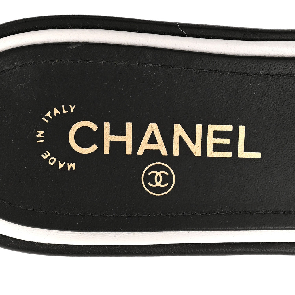 CHRISTIAN DIOR CANVAS EMBROIDERED DWAY MULE SLIDE SANDAL BLACK & WHITE