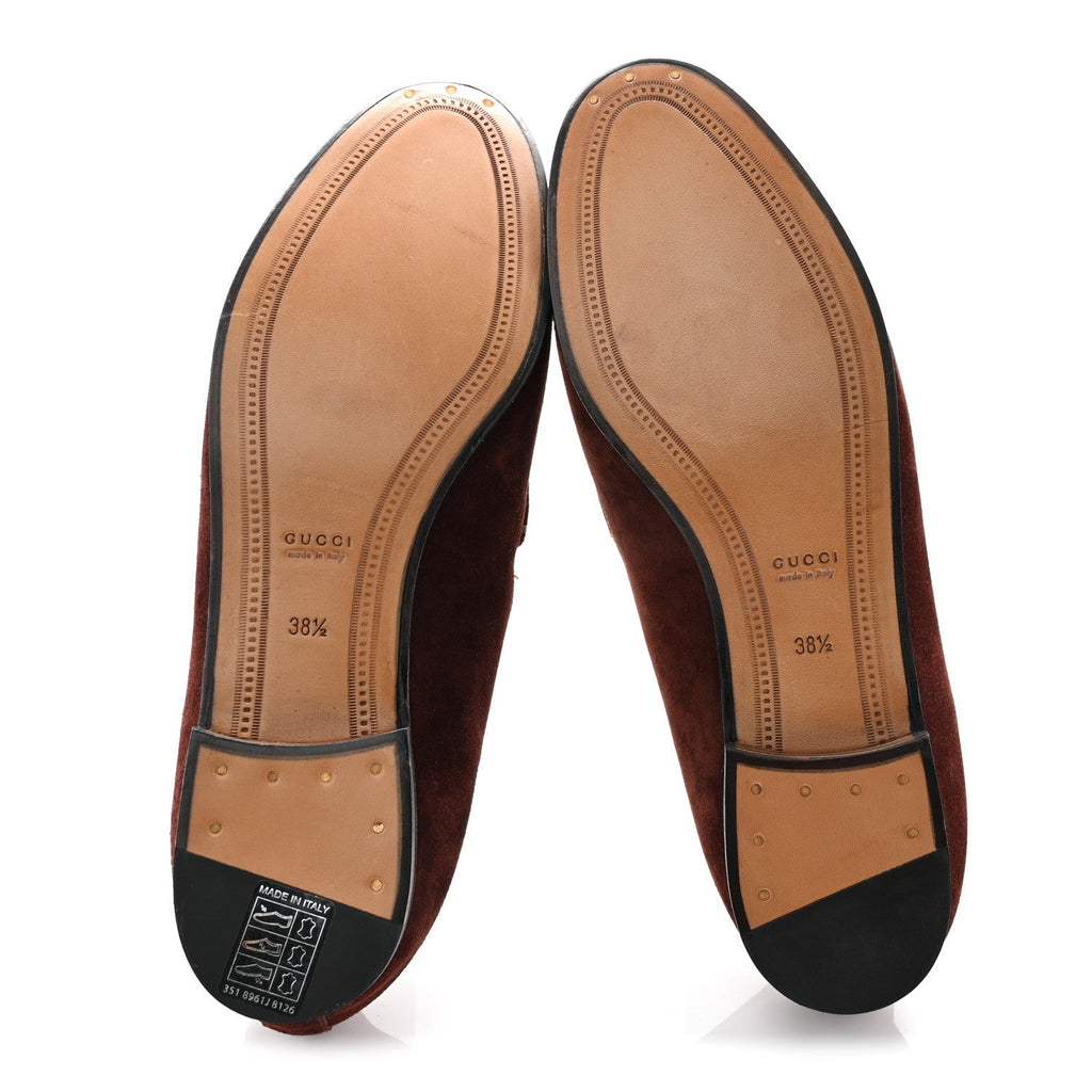 GUCCI VELVET GG MONOGRAM HORSEBIT JORDAAN LOAFERS BLUE BROWN SUEDE