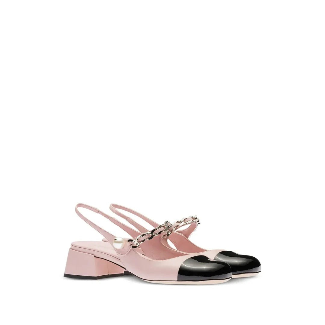 Miu Miu Woven Leather Pumps - Pink/Black