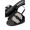Manolo Blahnik Martanew 50 Satin Mules with Crystal Buckle - Black