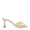 Manolo Blahnik Jadaron Polka-Dot Silk Heeled Sandals - Cream