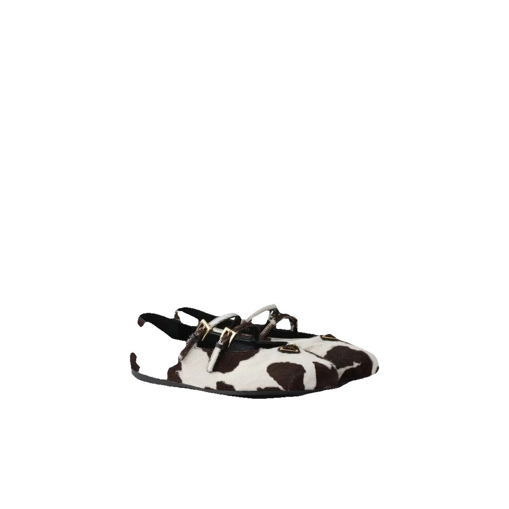 Prada Brushed Leather Ballerinas - Cow Print