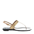 Prada Leather Sandals Block Heel Open Toe - Beige/Gold Studded