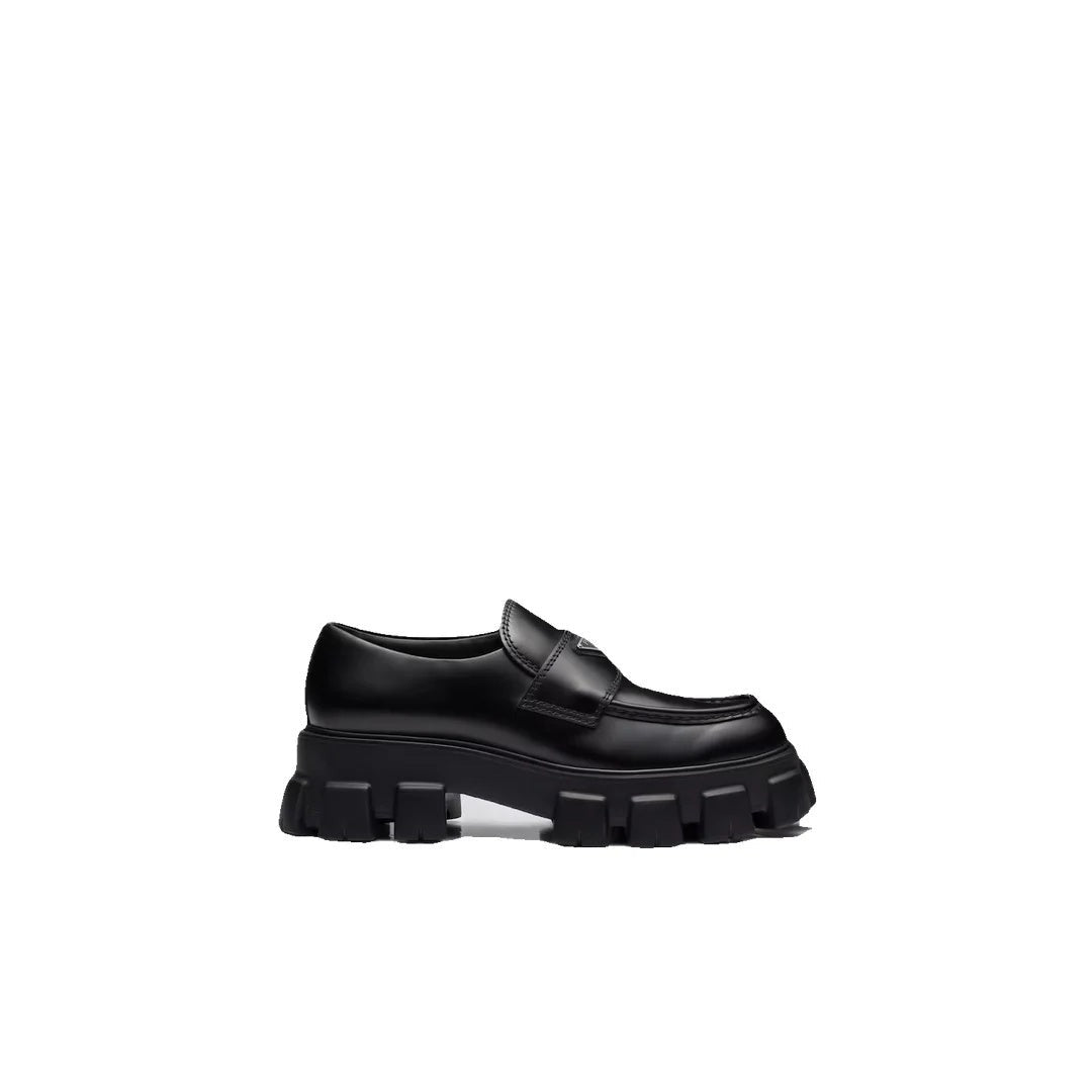 Prada Brushed Leather Loafers - Black (different model - chunky lug sole)