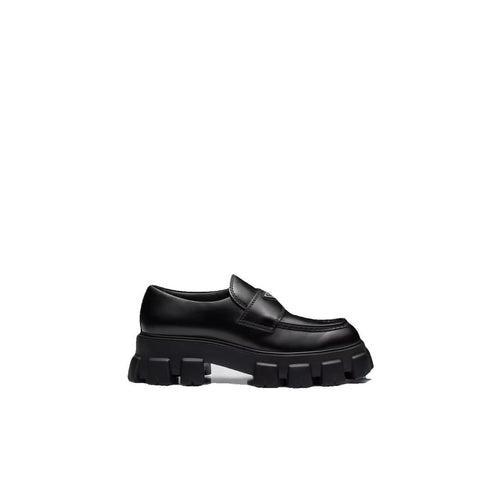 Prada Brushed Leather Loafers - Black (different model - chunky lug sole)