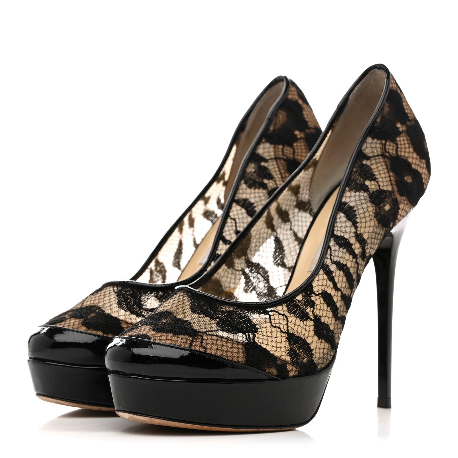JIMMY CHOO ROMY POINTED TOE LEATHER PUMPS BLACK PATENT