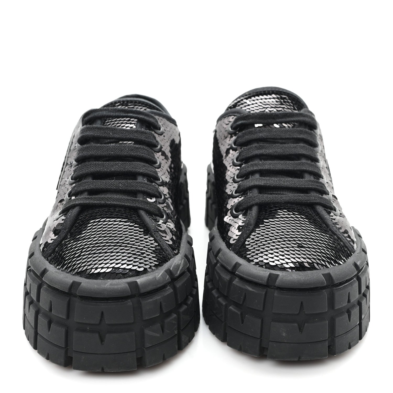 PRADA RE-NYLON GABARDINE TRIANGLE LOGO DOUBLE WHEEL SNEAKERS BLACK