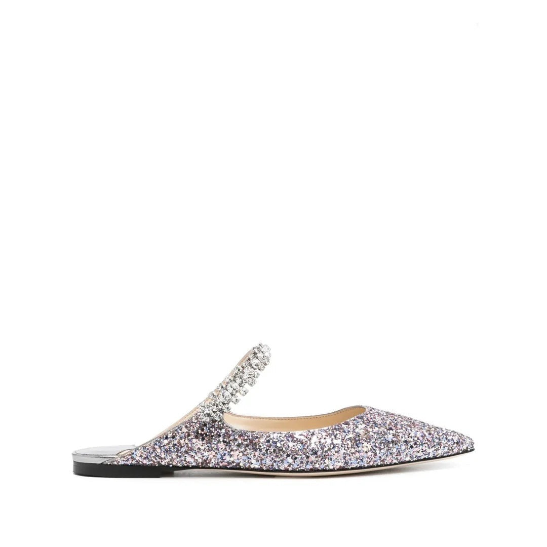 Jimmy Choo Bing 65 Suede Crystal Mules - Pink/Purple Glitter